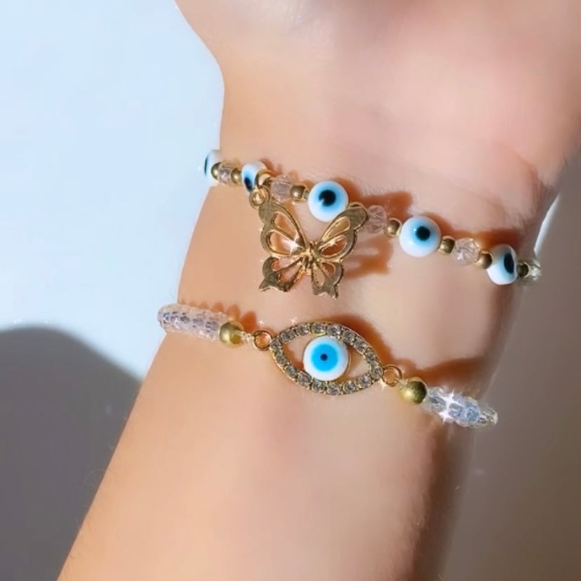 EVIL EYE BUTTERFLY BRACELET SET