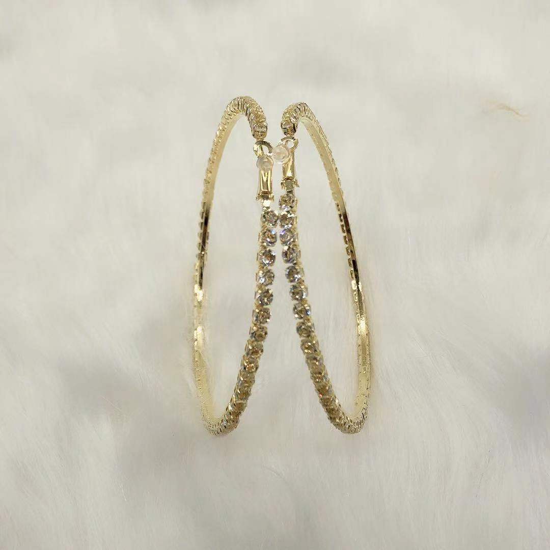 GOLD RHINESTONE HOOP EARRINGS