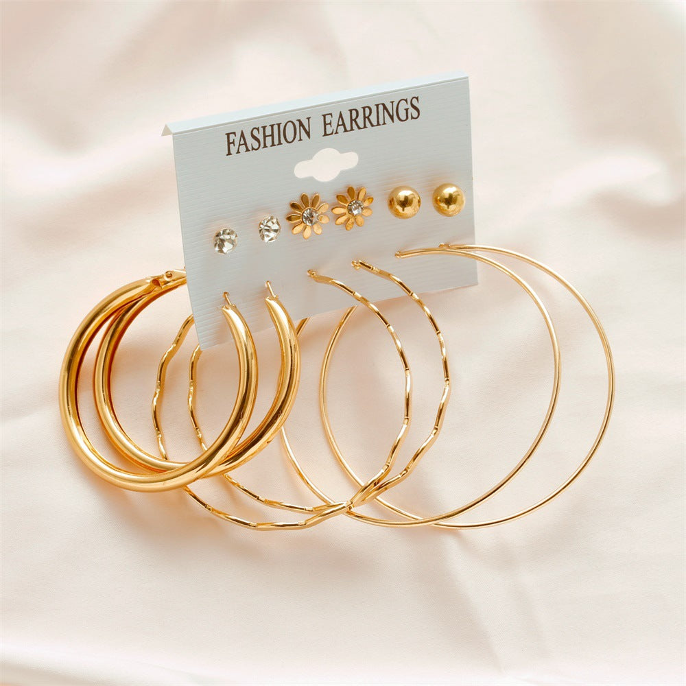 SET OF 6 GOLD HOOP EARRINGS