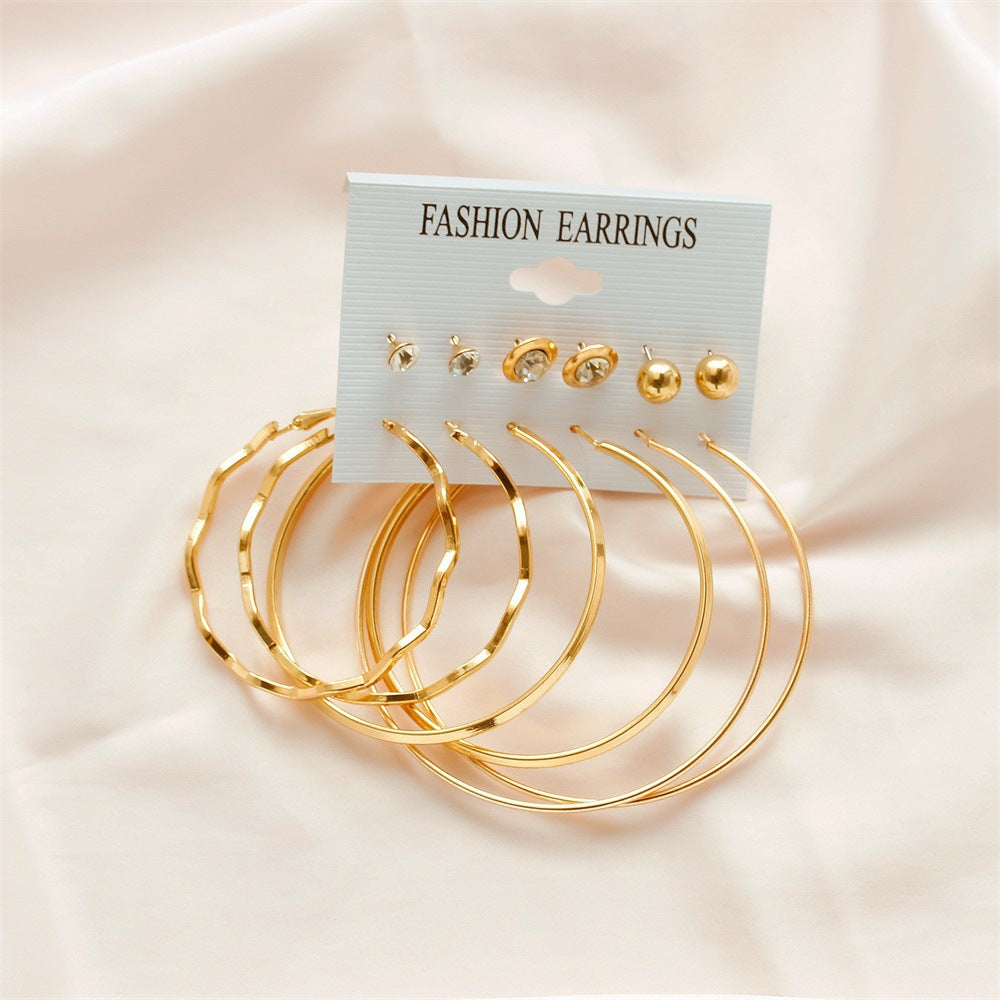 SET OF 6 GOLD HOOP EARRINGS