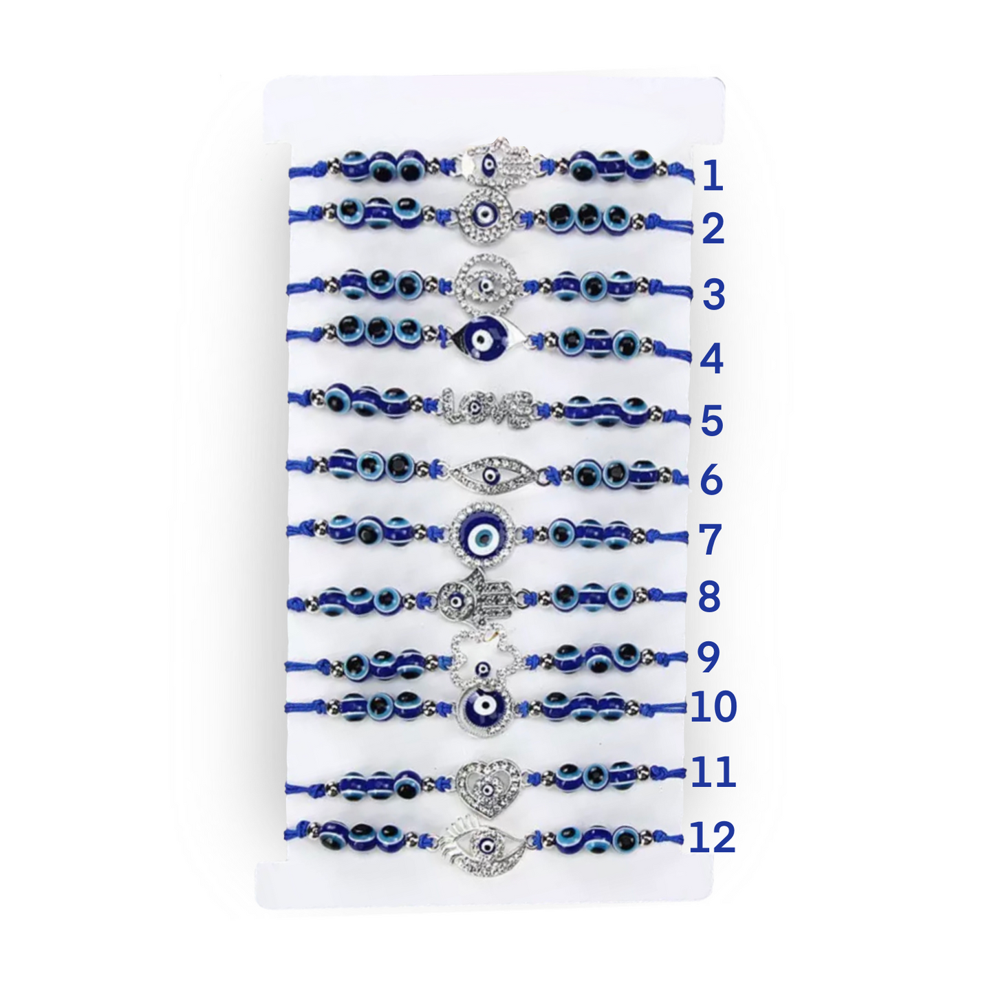 BLUE RHINESTONE EVIL EYE BRACELETS