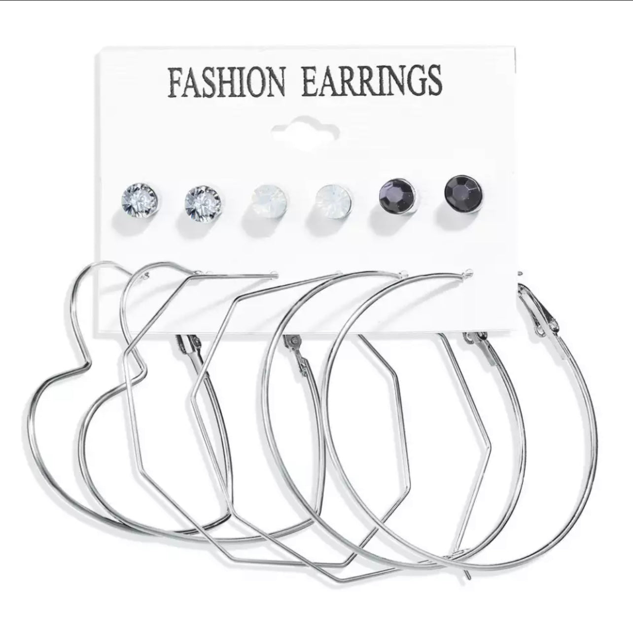 SET OF 6 SILVER HOOP EARRINGS