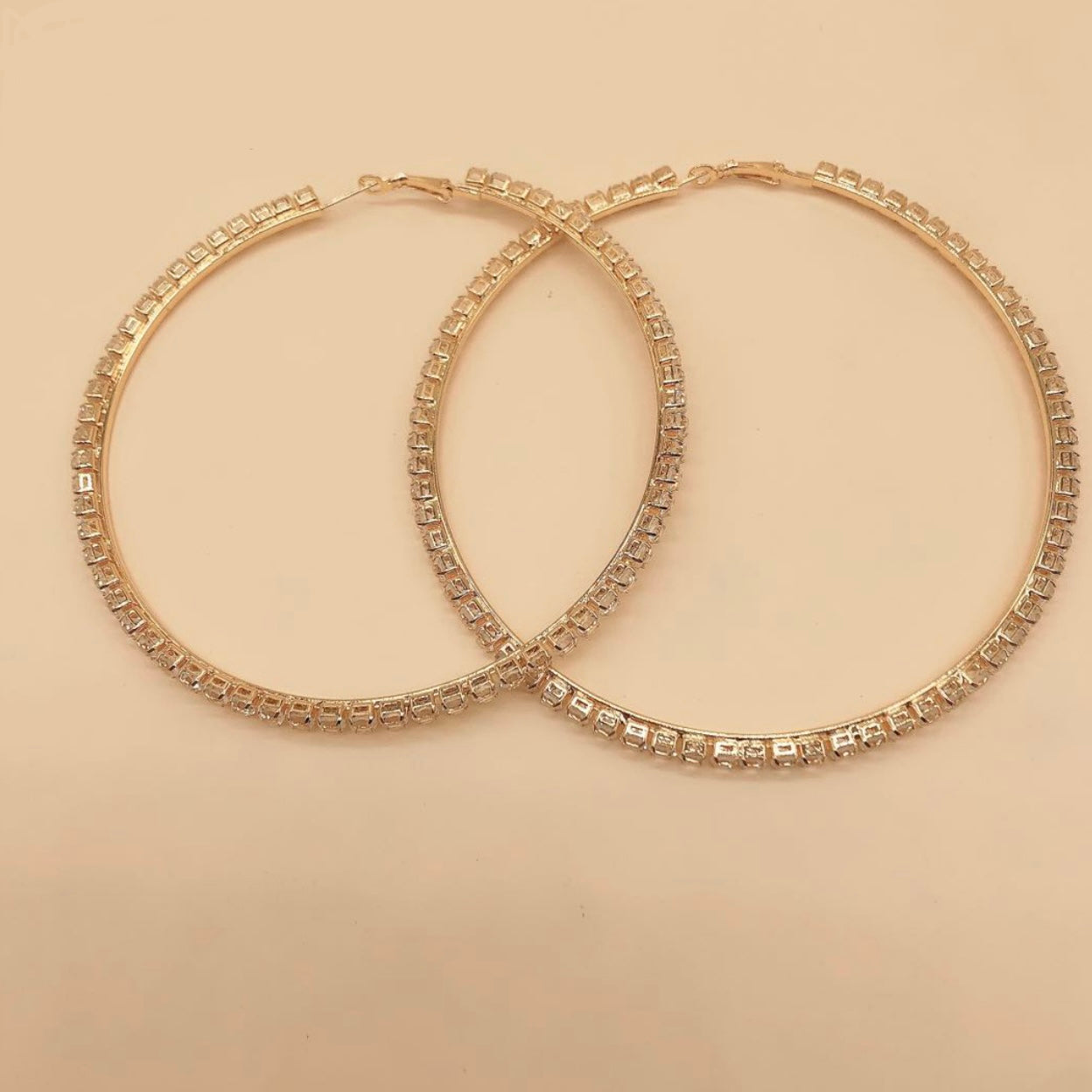 GOLD RHINESTONE HOOP EARRINGS